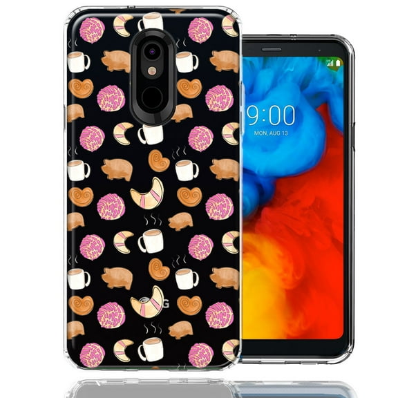 MUNDAZE for LG Stylo 5 Mexican Pan Dulce Cafecito Coffee Concha Polka Dots Double Layer Phone Case Cover
