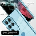 thumbnail image 3 of Compatible with Samsung Galaxy S23 Ultra 5G Case Cute Luxury Love Heart Plating Gold Bumper Upgraded Full Camera Protection Soft TPU Shockproof Anti-Scratch Phone Cover-Blue, 3 of 11