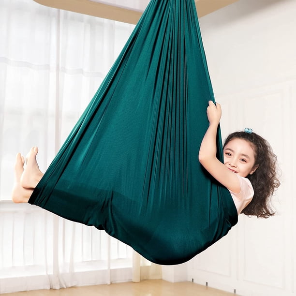 Hamaca Columpio para Niños, Columpio Interior Hamaca Elástica para Abrazos Columpio Sensorial Ideal para Asperger, Integración Sensorial y Terapia de Autismo (Azul Claro, 150 x 280 cm)