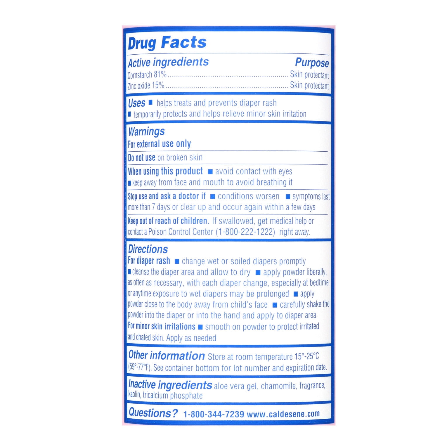 Caldesene Medicated Protecting Powder with Zinc Oxide & Cornstarch, 5 oz (Pack of 6)