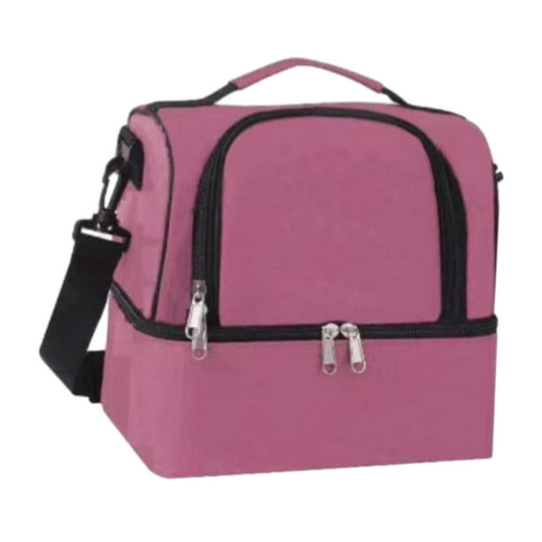 Lonchera térmica con correa ajustable para el hombro, lonchera térmica aislada Rosa roja