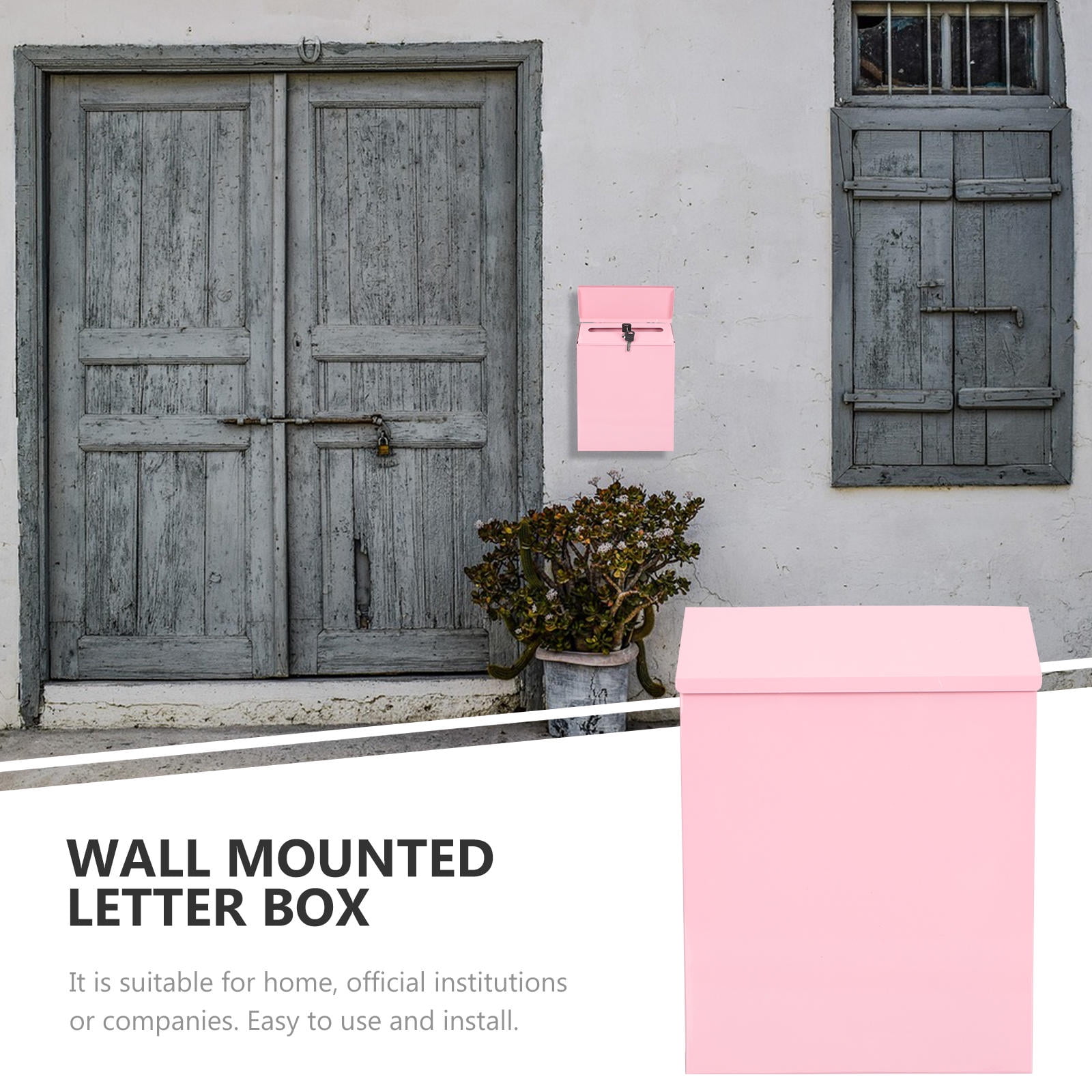 Pawsdot Pink Iron Multi-Function Mailbox for Home and Business Storage