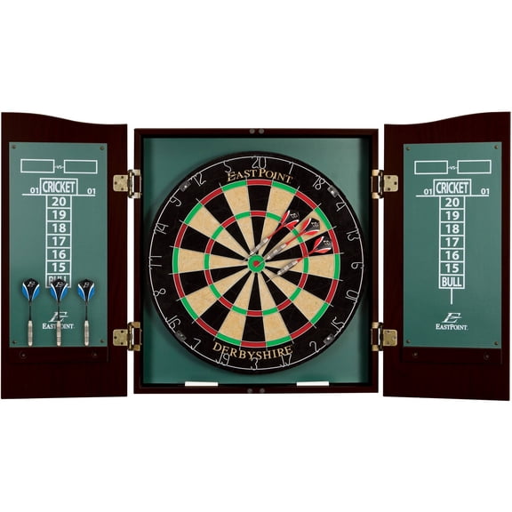 NARWHAL Derbyshire 18 in. Bristle Dartboard & 20.5 in. Cabinet Set