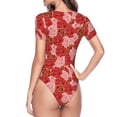 thumbnail image 4 of Naloa Rose Flowers Women's Short-Sleeved Onesie, One-Piece Swimsuit for Parties, dates, clubs - Large, 4 of 9