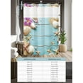 thumbnail image 6 of No Hook Cloth Fabric Shower Curtain with Snap in Liner, Ocean Coastal Waterproof Shower Curtains Set with See Through Top Window, Blue Wooden Grain Starfish Seashells Floral Bath Curtains 36"x72", 6 of 6