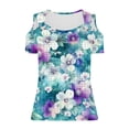 thumbnail image 5 of Vmvidoty Cold Shoulder Tops for Womens Summer Clothes Oversized Shirts Floral Printed Plus Size Blouse Blue M, 5 of 5