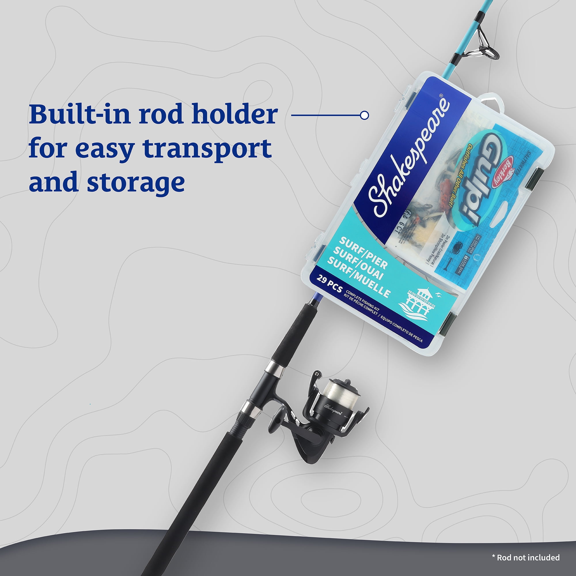 Shakespeare Catch More Fish Surf Pier Tackle Box Kit, Fishing Tackle Box with Tackle
