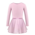 thumbnail image 2 of renvena Girls 2PCS Ballet Dance Outfit Long Sleeves Leotard with Chiffon Tied Skirt Set Dancewear, 2 of 7