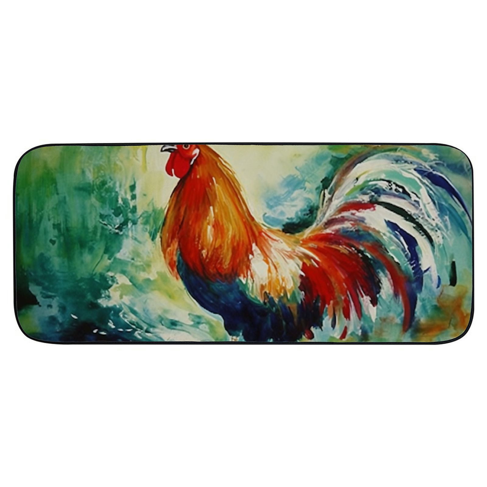 Heduofu Red Rooster Decorative Door Mat, Door Mat with Non-Slip Rubber Backing, Easy Cleaning, Traps Dirt, for Entry, Patio, Garage 19.68*47.24 in