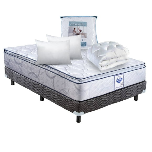 Colchón + Box Spring Air King Size City + 2 Almohadas Spring Air + Protector + Osito Spring Air