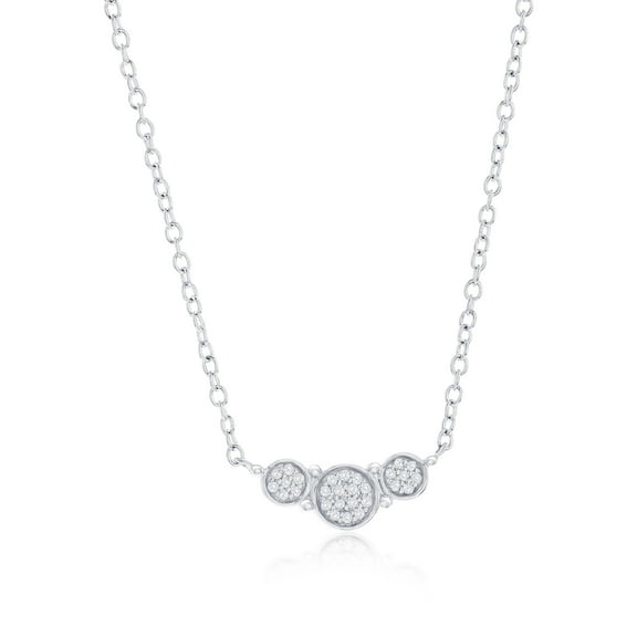 Beaux Bijoux Real Diamond Pendant Necklace for Women – Genuine Diamond Necklace - Fine Diamond Jewelry Gifts for Women - Triple Round Diamond Necklace - Valentines Day Gifts for Her (28 Stones)