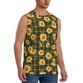 thumbnail image 2 of Kdxio Black Ink Green Plaid Sunflower for Men's Muscle T-shirt,Sleeveless for Workout Running Athletic Gym Lounge Casual, 2 of 5