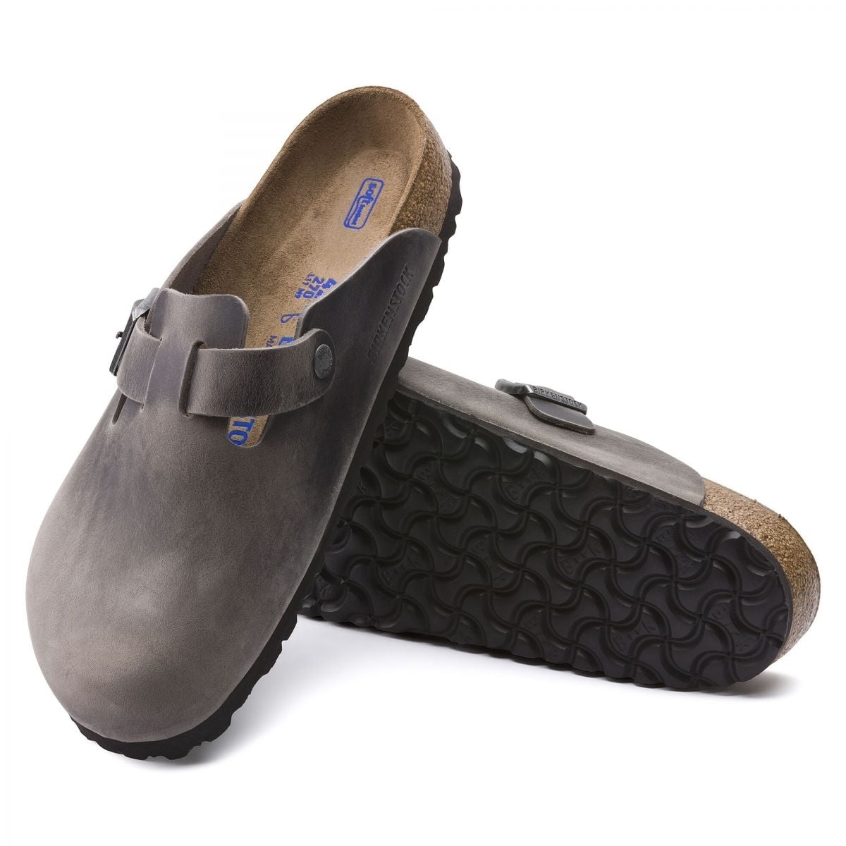BIRKENSTOCK Unisex Boston Soft Footbed Iron Oiled Leather (Narrow width) - 1013256 Iron