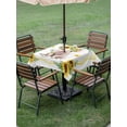 thumbnail image 4 of Outdoor Tablecloth with Umbrella Hole for Patio/Picnic/Party/Camping, Sunflower Pig Waterproof Table Cloth Square Cover Washable, Summer Eucalyptus Yellow Lace (54"x 54"), 4 of 8