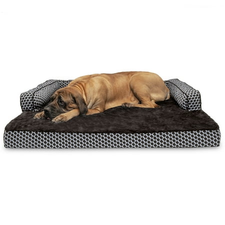 UPC: 0842229116342 | FurHaven Pet Products Plush & Decor Orthopedic Comfy Couch Pet Bed for Dogs & Cats – Diamond Brown Jumbo Plus