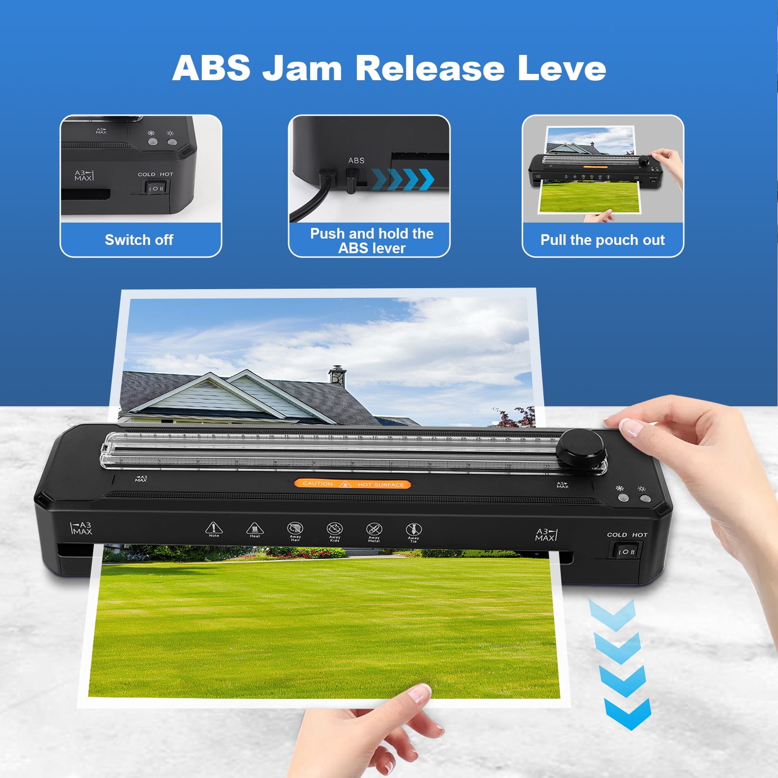 A3 Laminator Machine, 13 inch Cold Hot Laminating Machine with Laminating Sheets, Paper Trimmer and Corner Rounder, Fast Warm No Jam Personal Thermal Laminator Machine 11x17 for Home Office School
