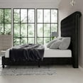 thumbnail image 6 of VanAcc Velvet Upholstered Platform Bed Frame with Deep Button Tufted Tall Sleigh Headboard, Black, King, 6 of 8