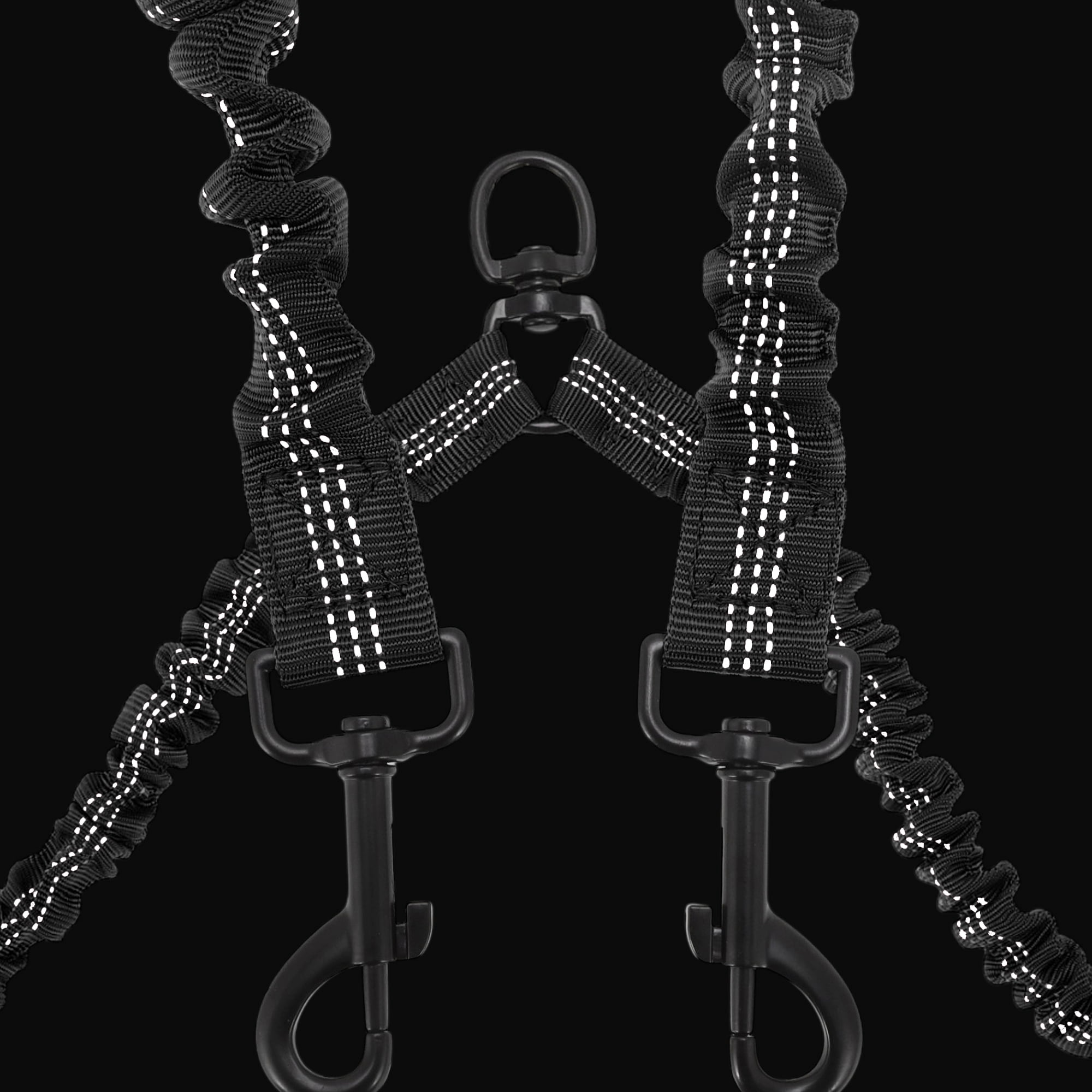 Unique Bargains Pet Double Dog Leash Reflective Dual Leash Black
