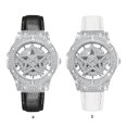 thumbnail image 4 of Minnieouse Reloj de Charm Rhinestone Brillante Pentagram Accesorio Relojes con banda de cuero Fashion Lady Mature Decorativo Relojes Blanco, 4 of 6
