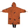 thumbnail image 2 of Oversized Wearable Blanket Hoodie,Halloween Spider Web and Bats Sherpa Blanket Hoodie with Super Pockets,Super Warm Fuzzy Pullover for Women & Men, 2 of 6