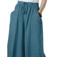 thumbnail image 4 of ORQ Casual Thin Summer Elastic Waist Cotton Linen Plain Women Trousers, 4 of 6