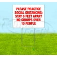 thumbnail image 1 of PLEASE PRACTICE SOCIAL DISTANCING (18" x 24") Yard Sign, Includes Metal Step Stake, 1 of 6