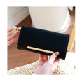 thumbnail image 3 of Cartera Monedero Larga De Cuero Lujo Dama Billetera Elegante negro, 3 of 4