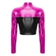 thumbnail image 4 of Chaquetas brillantes para mujer, ropa de abrigo con contraste metálico, disfraz de Cosplay de carreras para conducir, abrigo corto con cremallera frontal y cuello levantado de manga larga, 4 of 5