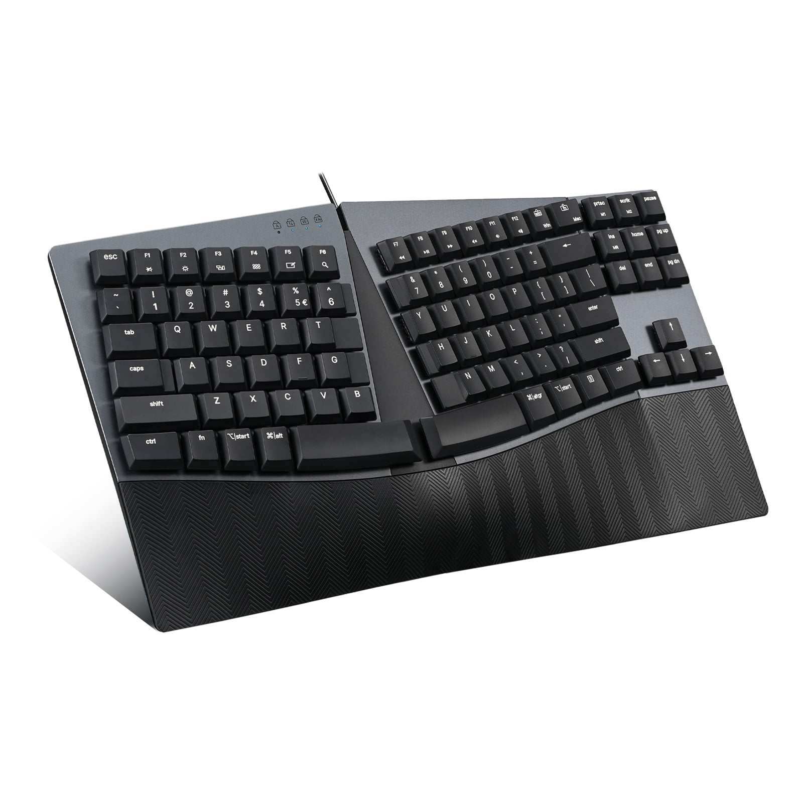 Perixx PERIBOARD-335BL Wired Ergonomic Mechanical Compact Keyboard - Low-Profile Blue Clicky Switches - Programmable Feature with Macro Keys - Compatible with Windows and Mac OS X - US English