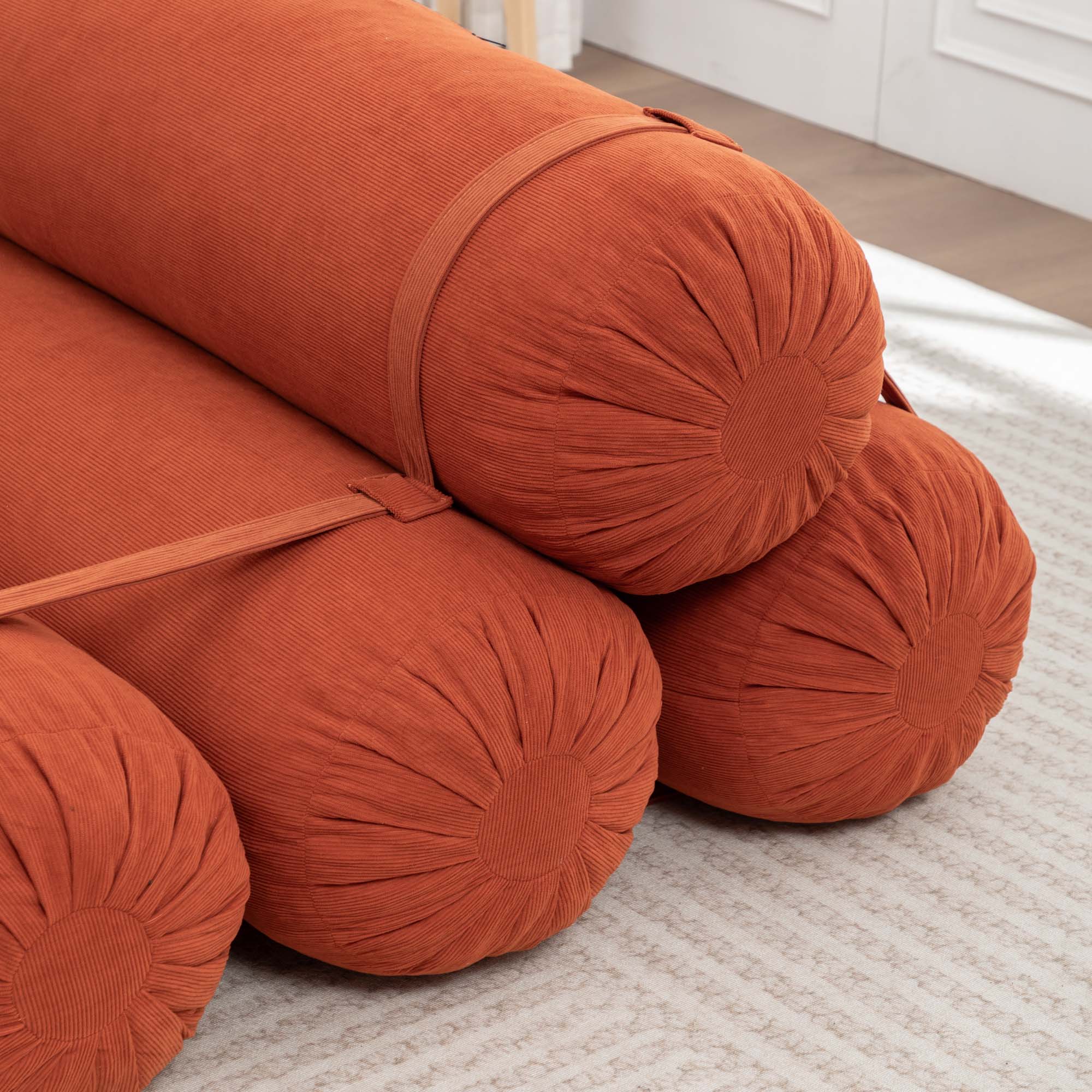 Miniyam 76" x 50" Orange Floor Sofa with Adjustable Straps Bean Bag Lounger for Living Room, Bedroom