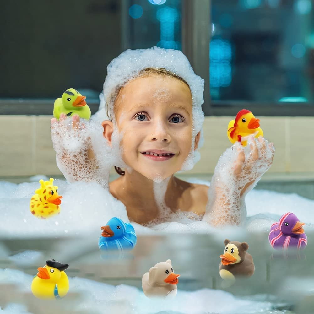 ArtCreativity Bulk Assortment Rubber Duckies Set - 50-pack Assorted Mini Pool, Bathtub, Lake Toys & Party Favors