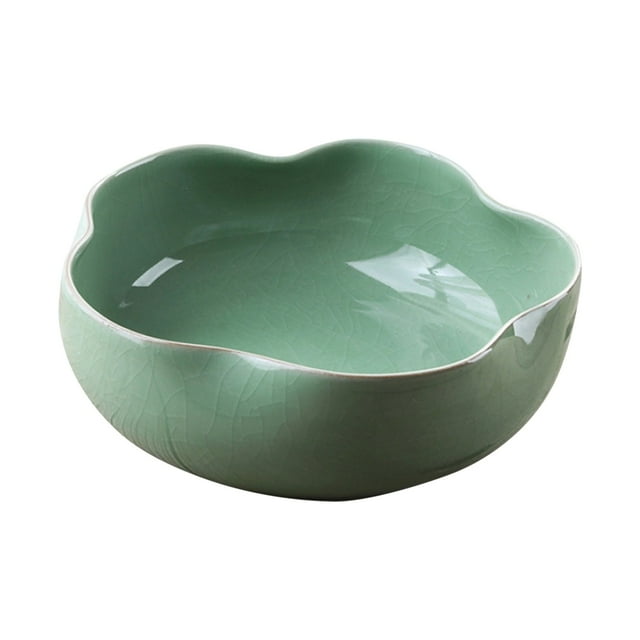 BINGLI Creative Bonsai Potted Flower Pot Ceramic Non-Porous Hydroponic Container Large Caliber Flow Glaze Daffodil Pot Bowl Lotus Water Lily Succulent Household Simple Ceramic Basin