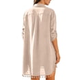 thumbnail image 7 of Fesfesfes Women's Tassel Hem Beach Cover Up Button Down Shirt Dress Oversized 3/4 Sleeve Swimsuit Cover Up Vacation Resort Wear Summer Bikini Beach Dress, 7 of 7