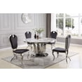 thumbnail image 4 of Maklaine Round White Marble Dining Table w/ Lazy Susan & Stainless Steel, 4 of 4