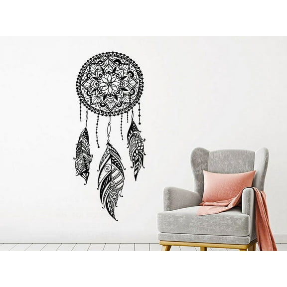 Dream Catcher Wall Decal Dreamcatcher Feathers Night Symbol Boho Decor