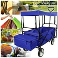 thumbnail image 2 of Geniqua Blue Utility Collapsible Folding Wagon Cart w/Canopy Garden Beach Toy Sport Buggy, 2 of 8