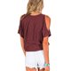 thumbnail image 1 of Qarigey Camiseta de mujer con cuello en V y hombros descubiertos, blusa informal de manga corta con cuello en V Prendas para la parte del cuerpo Vino rojo 3XL Qarigey AP002687-24, 1 of 5