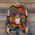 thumbnail image 5 of Long Sleeve Pullover Sweaters For Women O Neck Casual Cute Printing Knit Oversized Sweater for Fall and Winter, Christmas Snowflake Print, Cozy and Festive, Christmas Sweaters for Women ,Mint Green,S, 5 of 6