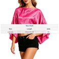 thumbnail image 4 of Fewfanhot Women Satin Batwing Sleeve Crop Poncho Top, Pearl Decor Summer Loose Oversized Boat Neck Layering Cover Up, 4 of 10