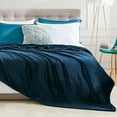 thumbnail image 3 of Flannel Fleece Throw Blanket Twin Size, Super Soft Fluffy Bed Plush Blanket Throw, Luxury Fuzzy Cozy Couch Blanket for All Seasons, Navy Blue, Twin 60x80, 3 of 6