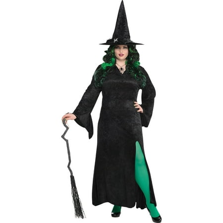 Black Basic Witch Dress Halloween Costume for Women, Plus
