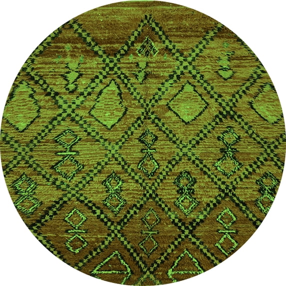Ahgly Company Indoor Round Abstract Green Modern Area Rugs, 5' Round