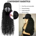 thumbnail image 2 of YEKEYI Headband Wig Human Hair Wigs Baseball cap Wig Curly Deep Wave Headband Wig Hat Wigs (Black hat Long Lbrown wig), 2 of 5