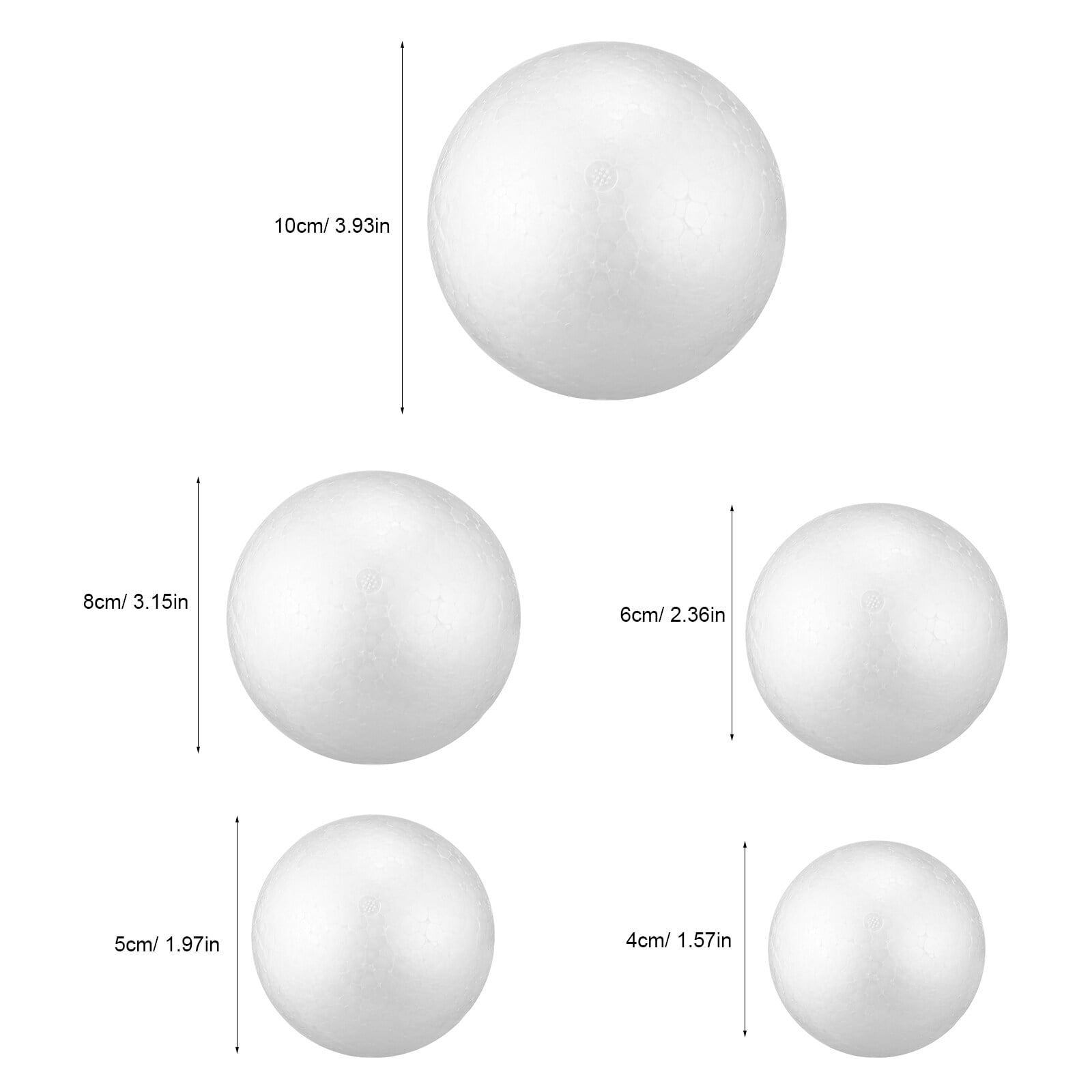 40Pcs Craft Foam Balls 5 Sizes White Foam Balls Wedding Decoration for