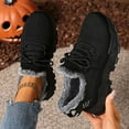 thumbnail image 2 of Rokment Womens Walking Running Shoes with Fleece Lined Winter Warm Knit Snow Boots Comfortable Athletic Memory Foam Workout Work Jogging Sneakers Booties Black Size 7, 2 of 6