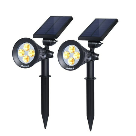 Nekteck Solar Powered Garden Spotlight - Outdoor Spot Light for Walkways, Landscaping, Security, Etc. - Ground or Wall Mount Options (2 Pack, Warm (Best Solar Powered Landscape Lights)