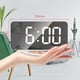 thumbnail image 2 of Reloj despertador digital, reloj despertador para cama, reloj despertador con espejo LED de 7", con 2 puertos de carga USB, modo de repetición, ajuste automático del brillo, fácil de programar, 2 of 5
