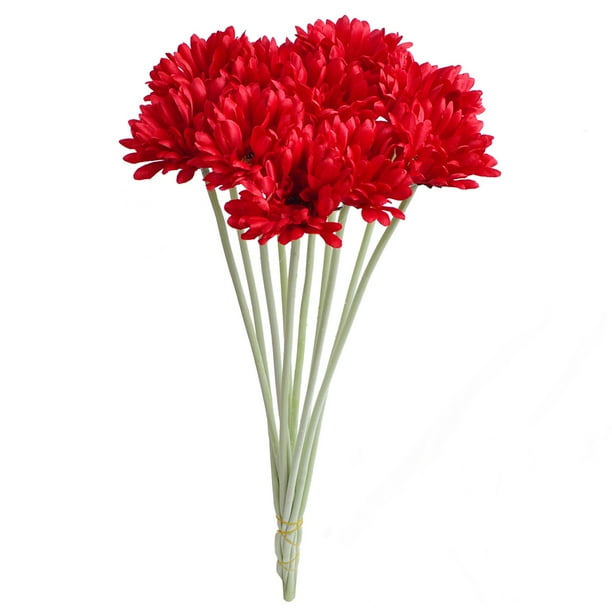 Flor Simulación de crisantemo artificial, oficina en casa, decoración floral falsa, adorno de boda, rojo oscuro 10 Piezas Speravity HA8120-05B