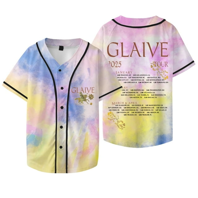 Glaive 2025 Tour Dates Merch Veste de Baseball Tee Cosplay Unisexe Col en V Manches Courtes T-Shirts