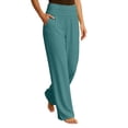 thumbnail image 3 of Taqqpue Women Wide Leg Pants Elastic High Waist Plus Size Trouser Pants Womens High Waisted Wide Leg Pants Casual Loose Comfy Trousers With Pockets For Yoga Work Daily Wear, 3 of 10
